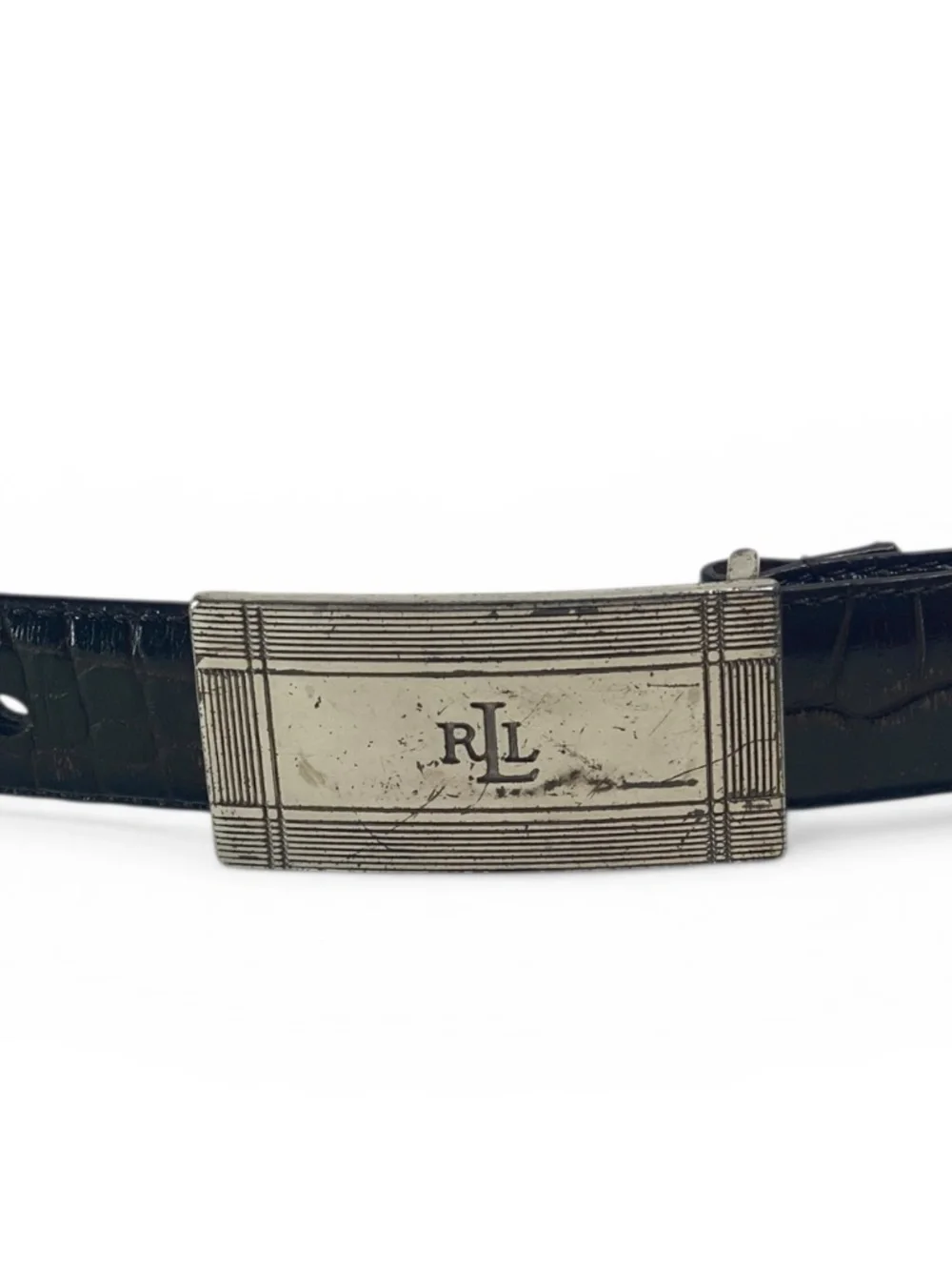 Lauren Ralph Lauren LRL Italian Leather Croc Embossed Belt in Brown Size L